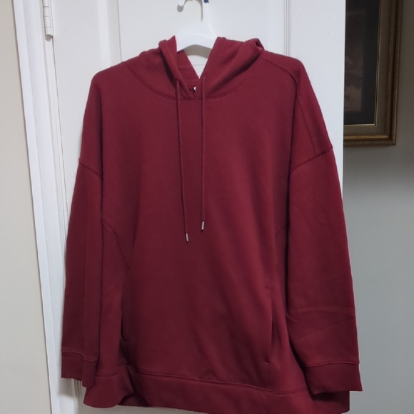 Ava & Viv Tops - Burgandy Fleece Pullover Hoodie